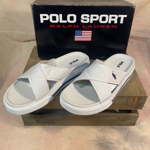 Polo Sport Ralph Lauren White Canvas Flip Flops